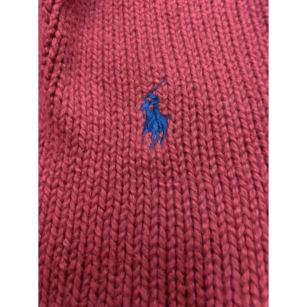Ralph‎ Lauren Sweater Men's Large Po1o Pullover 100% Cotton Knit Red